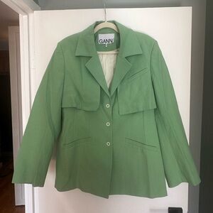 Ganni Women's Mint Green Blazer